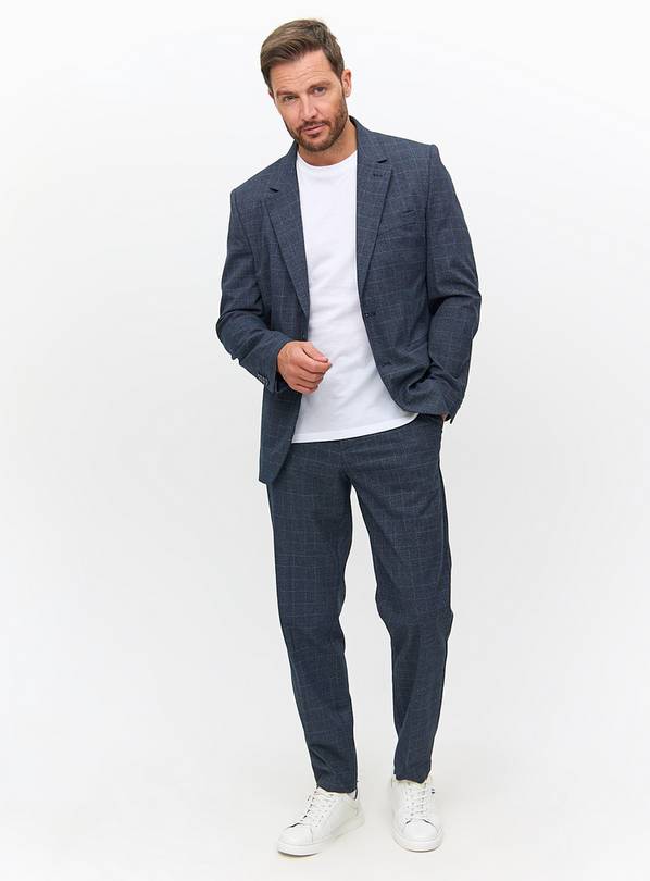 Navy Check Single-Breasted Tailored Blazer  XXXL