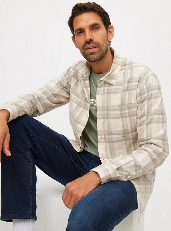 Neutral Tonal Check Corduroy Shirt L