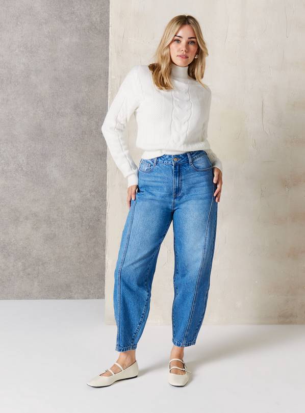 EVERBELLE Mid Wash Barrel Leg Denim Jeans  10