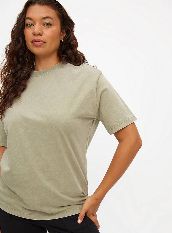 Khaki Washed Oversized T-Shirt 10