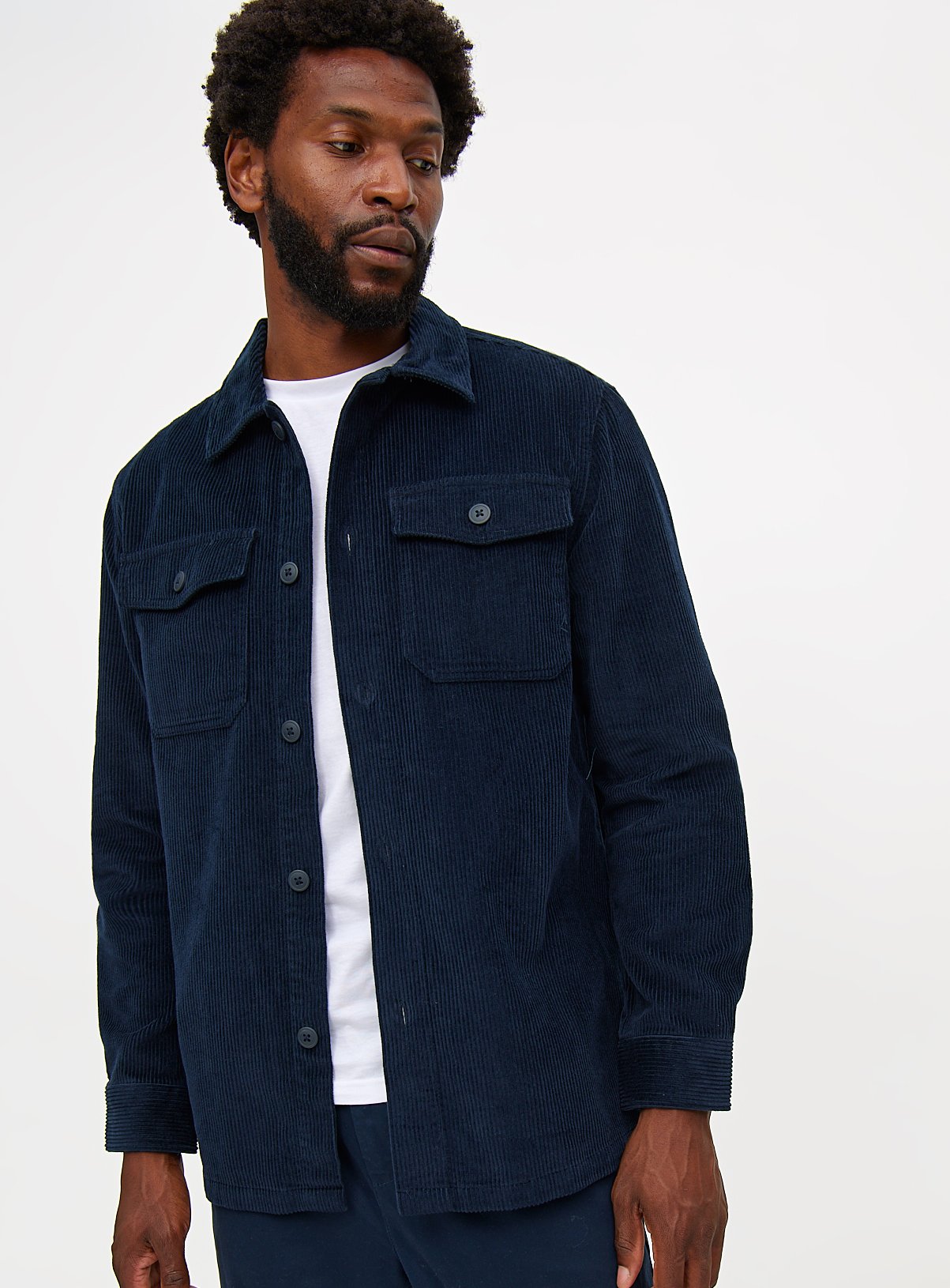 Men's Navy Corduroy Overshirt