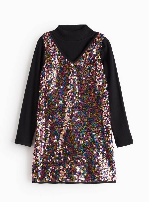 Sequin V Neck Pinafore Dress & Top Set  10 years