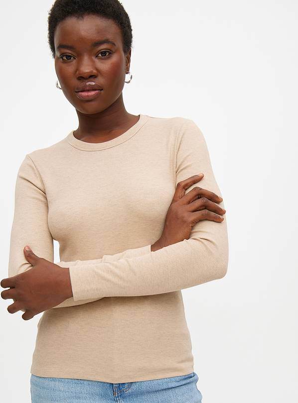 Oatmeal Ribbed Long Sleeve Top 20