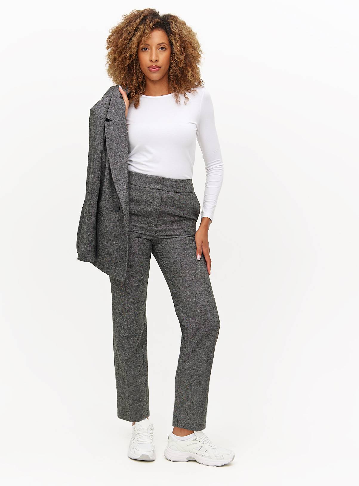 Grey Donegal Straight Leg Coord Trousers 12R - Image 2