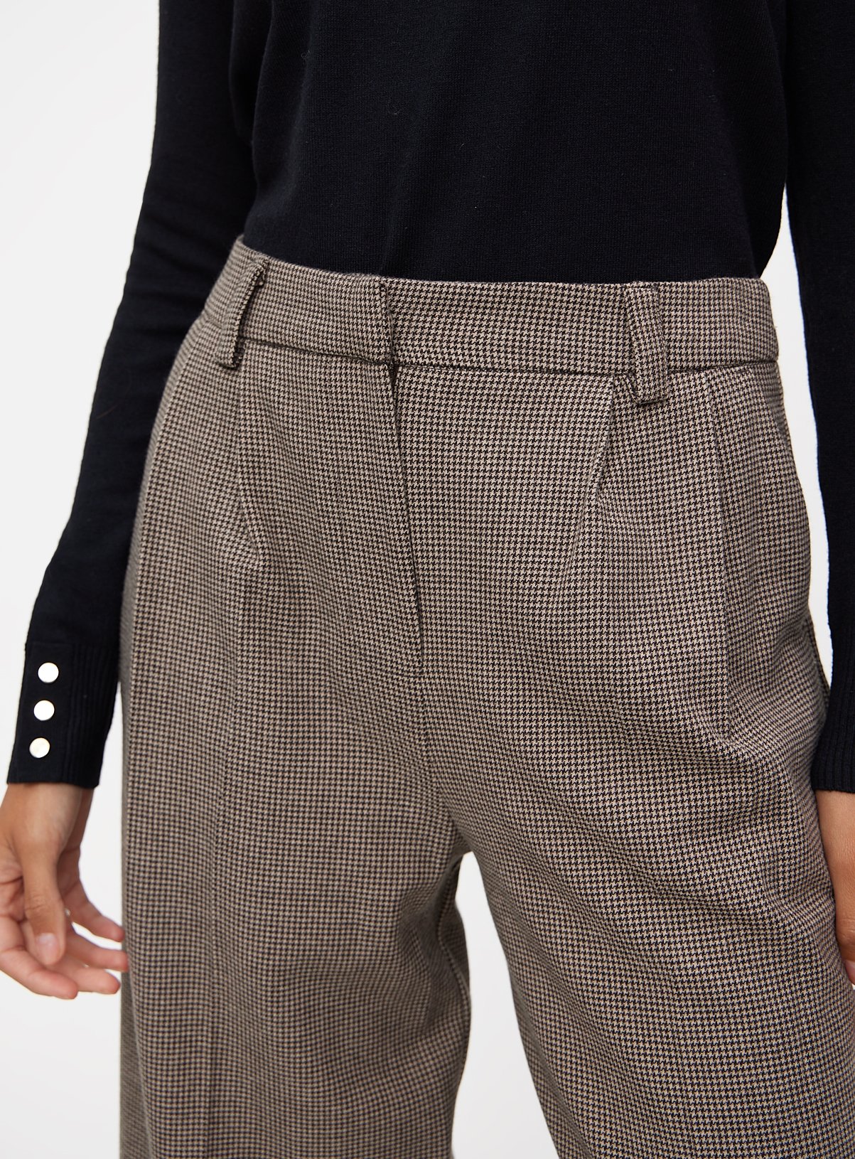 Brown Dogtooth Wide Leg Tailored Trousers 14R - Image 3 thumbnail