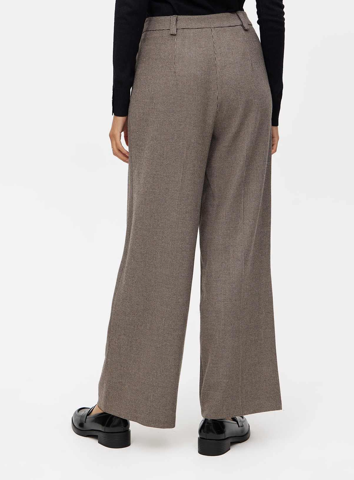 Brown Dogtooth Wide Leg Tailored Trousers 14R - Image 4 thumbnail