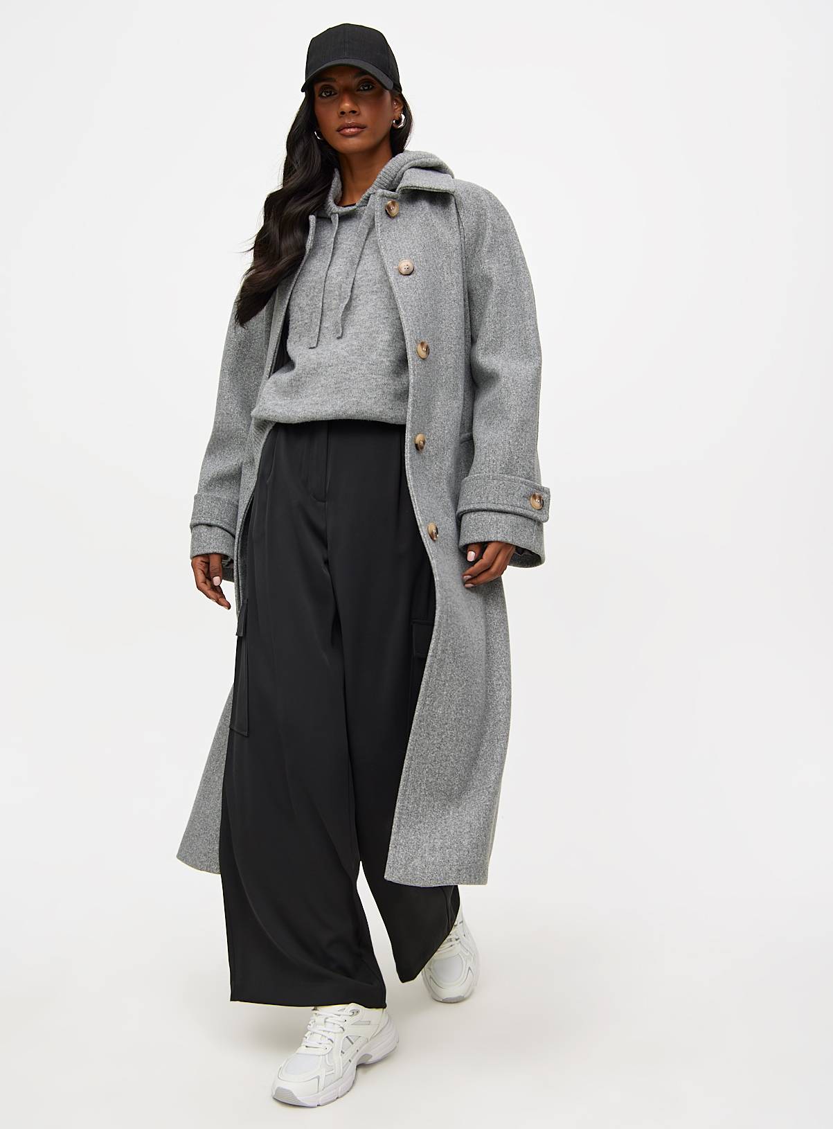 Black Crepe High Waisted Cargo Wide Leg Trousers 16R - Image 2