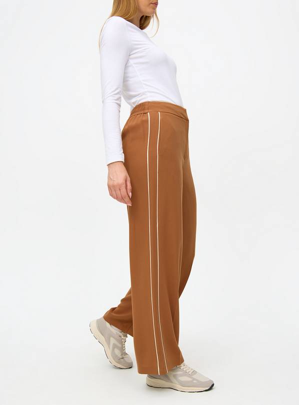 Brown Side Stripe Wide Leg Trousers 16S