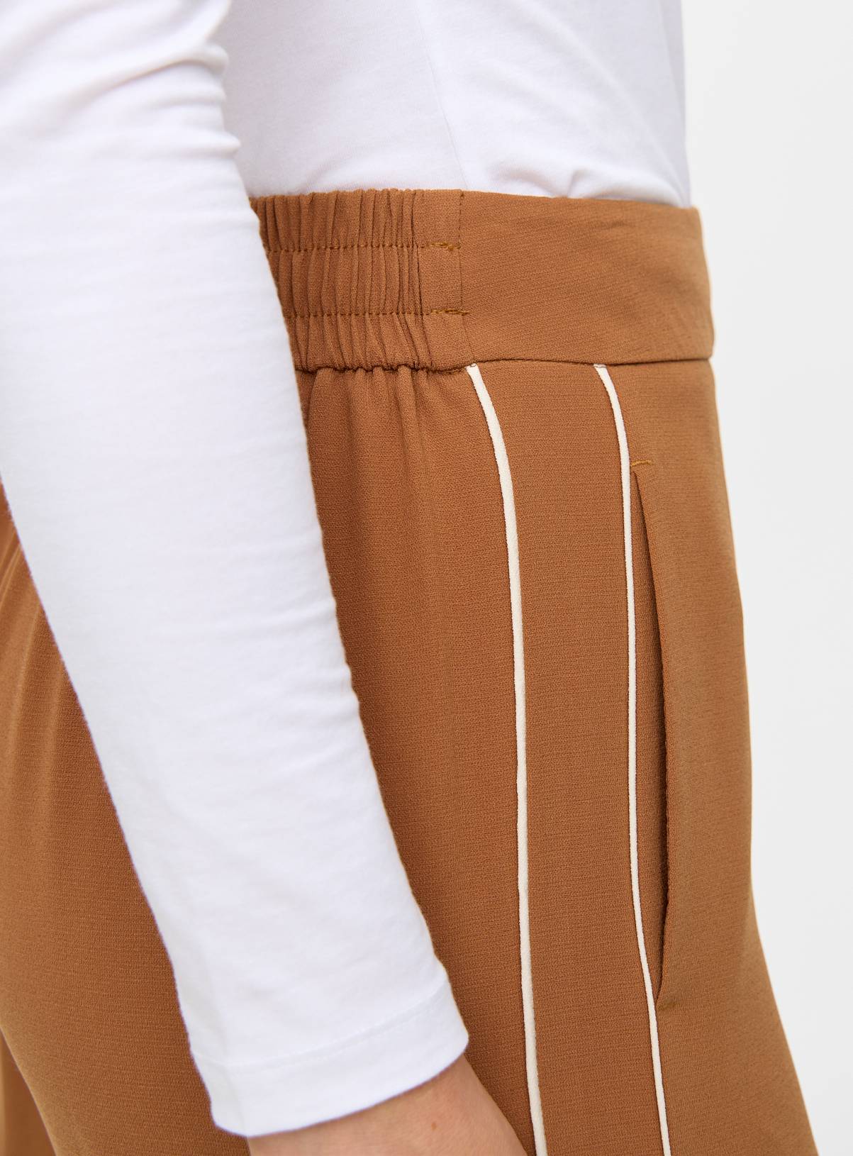 Brown Side Stripe Wide Leg Trousers 8R - Image 3