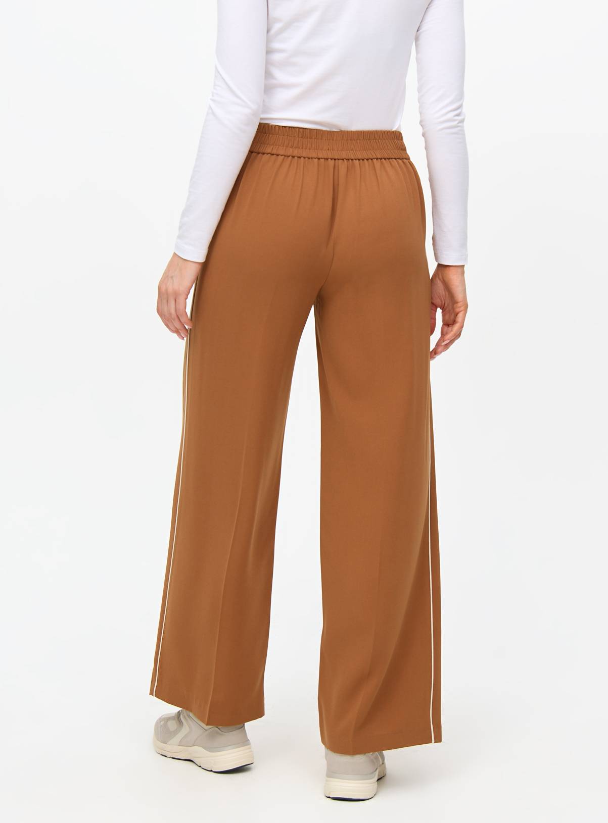 Brown Side Stripe Wide Leg Trousers 8R - Image 4