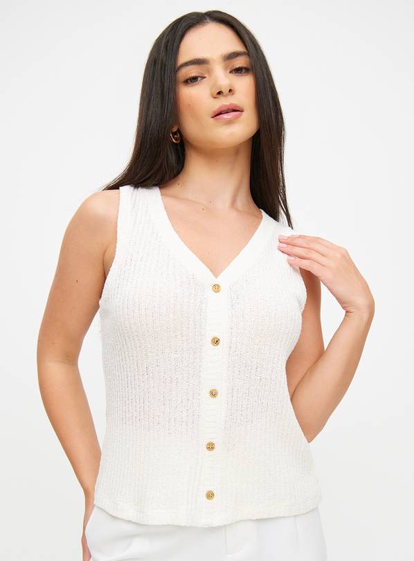 Cream Textured Button Vest Top 16