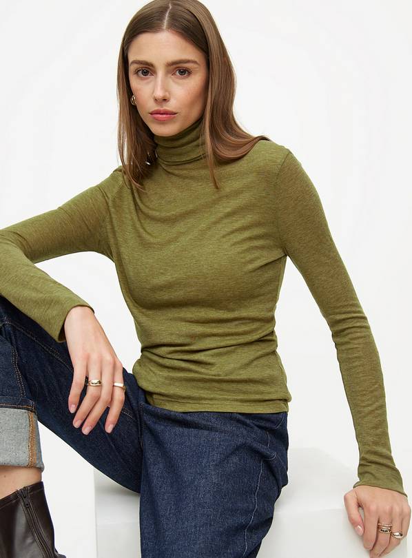 Olive Green Roll Neck Long Sleeve Top 10