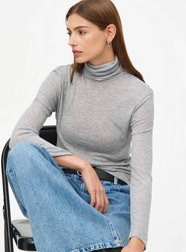 Grey Roll Neck Long Sleeve Top 16