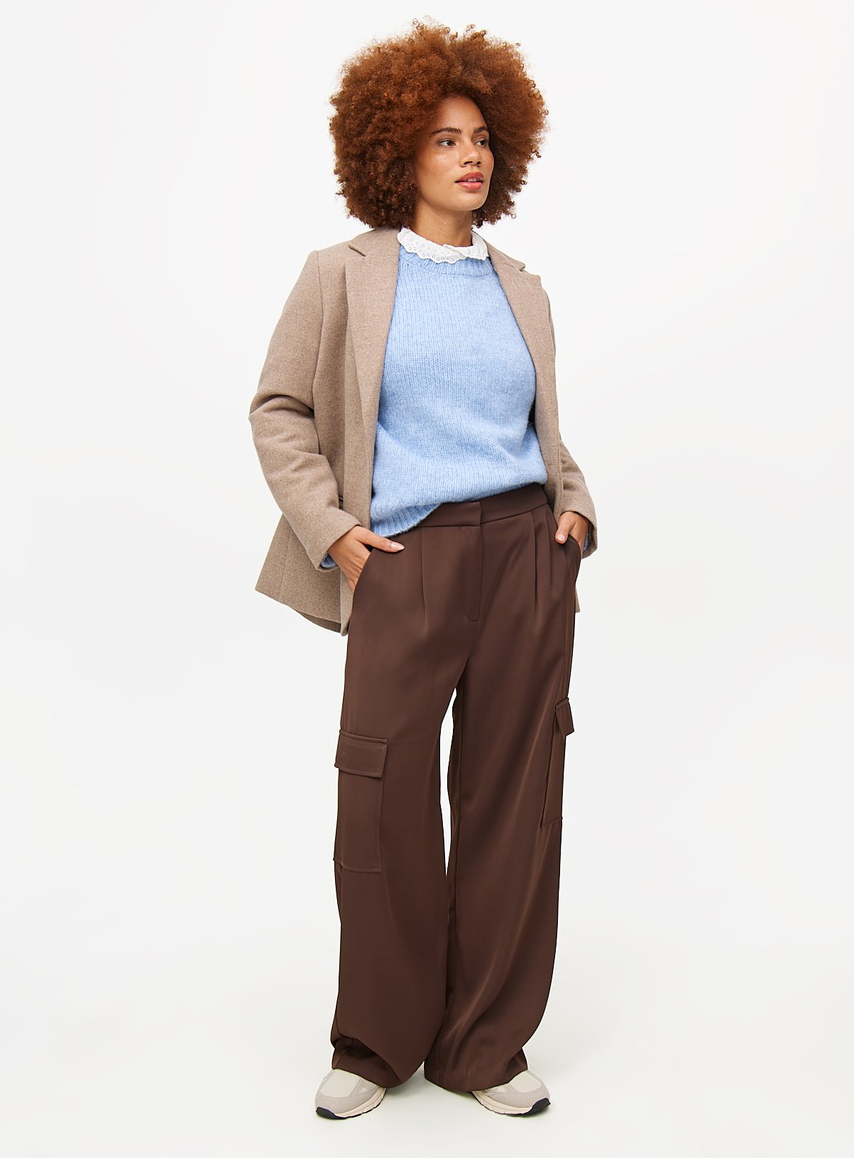 Blue Crew Neck Volume Sleeve Knitted Jumper 16 - Image 2 thumbnail