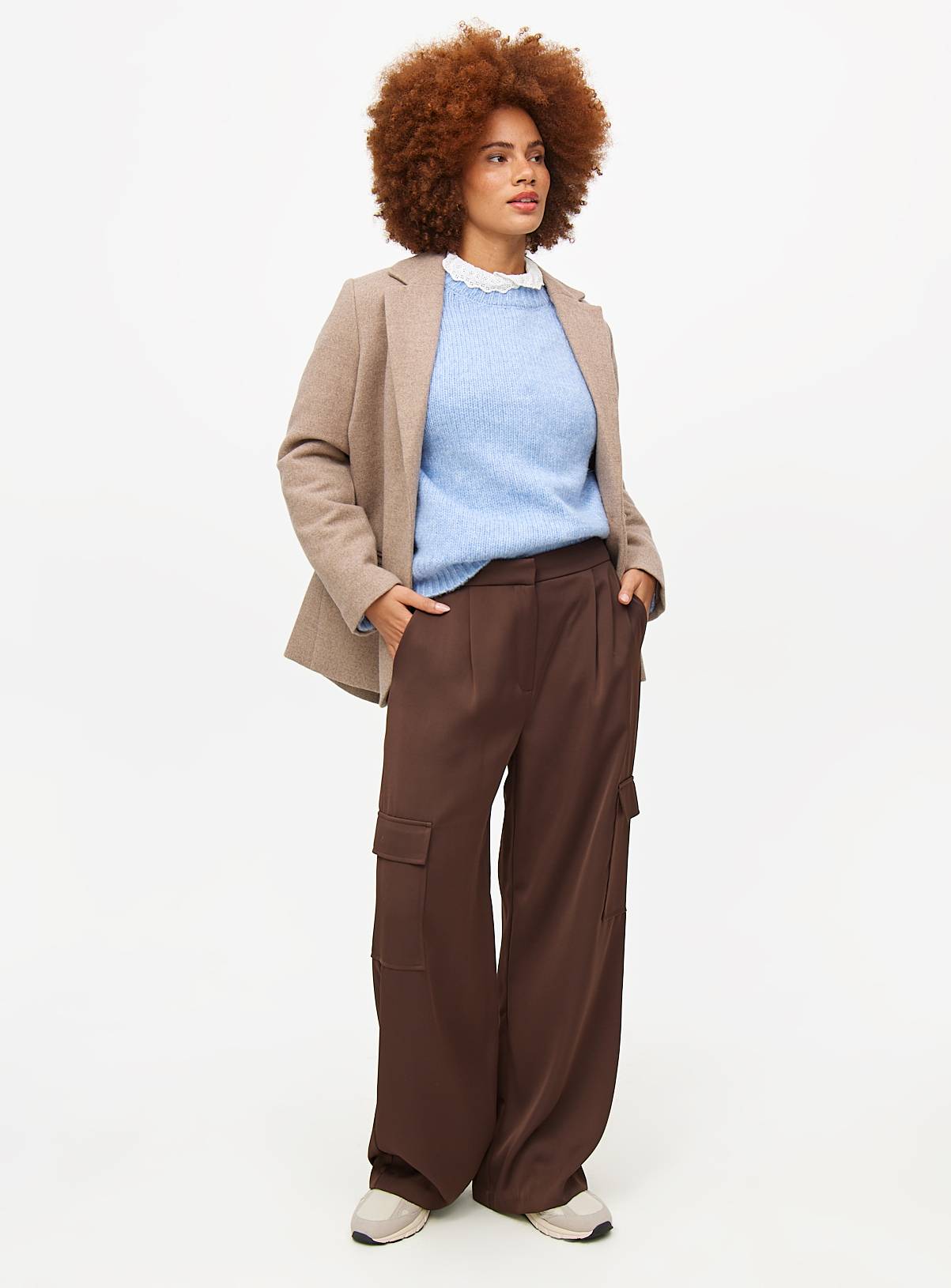 Blue Crew Neck Volume Sleeve Knitted Jumper 16 - Image 2