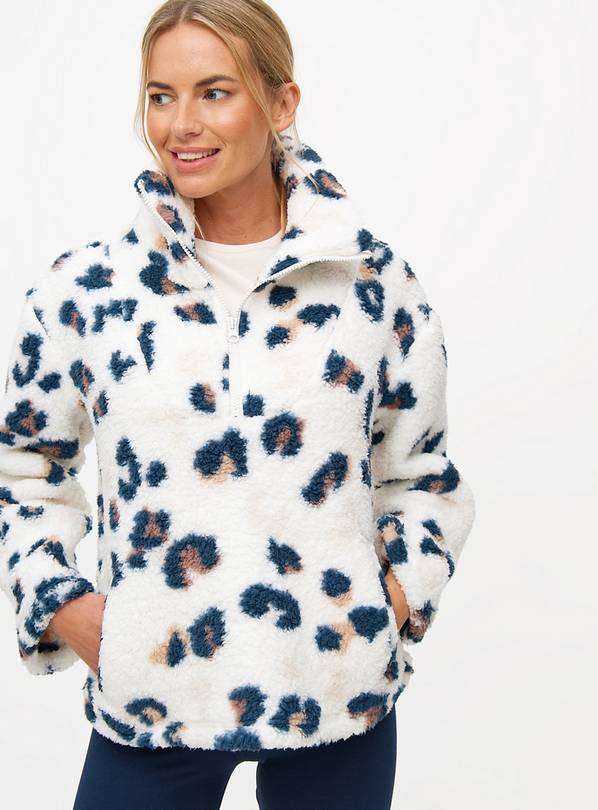 Leopard print fleece pullover sale