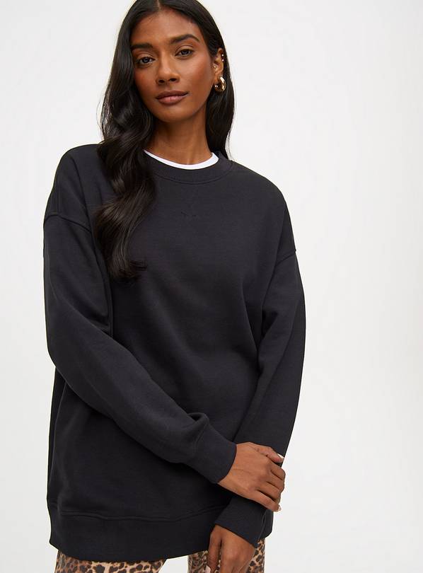 Black Crew Neck Oversized Sweatshirt XL