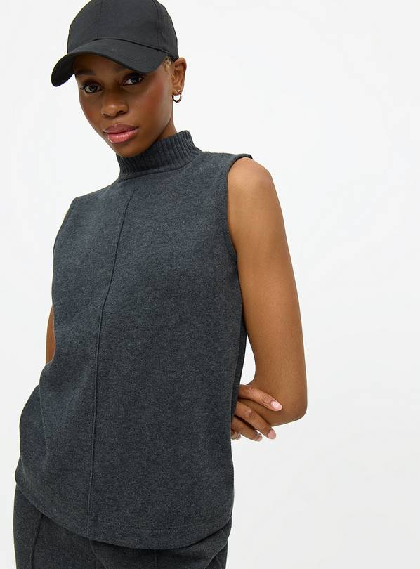 Charcoal Light Funnel Neck Sleeveless Coord Top 18