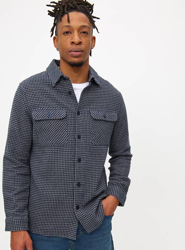 Grey Dogtooth Check Overshirt XXXXL
