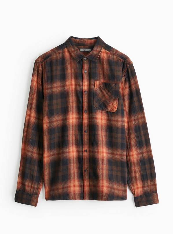 Brown Sunset Check Brushed Cotton Shirt S