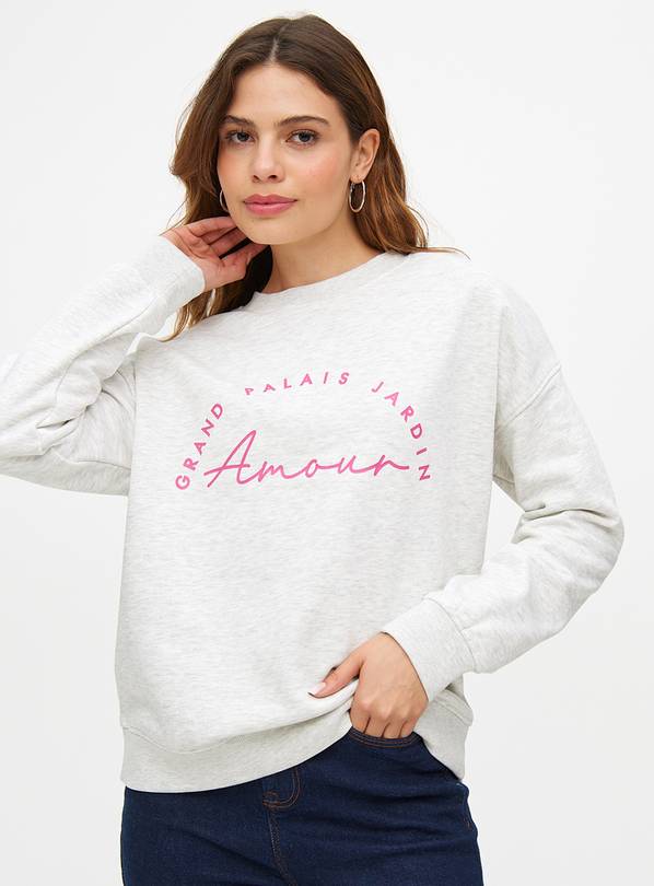 Grey Marl Amour Graphic Print Relaxed Fit Sweatshirt S