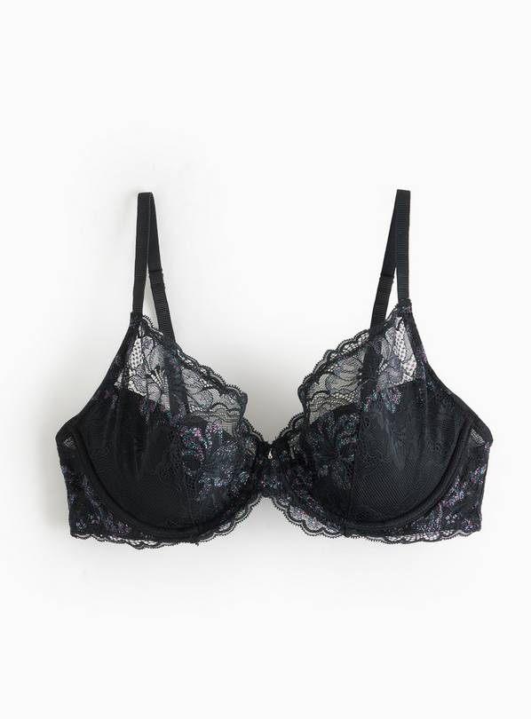 Buy Black Sparkle Lace Full Cup Padded Bra 36C Bras Tu