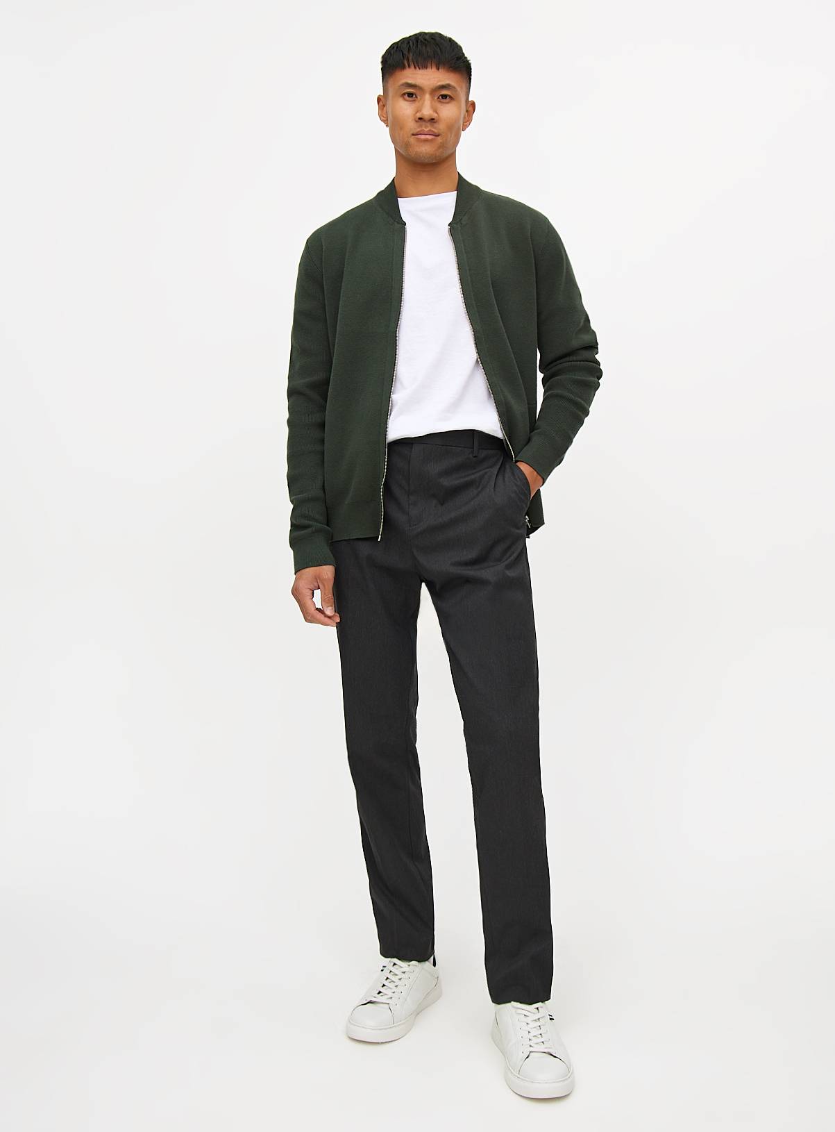 Grey Slim Fit Smart Trousers W30 L31 - Image 1