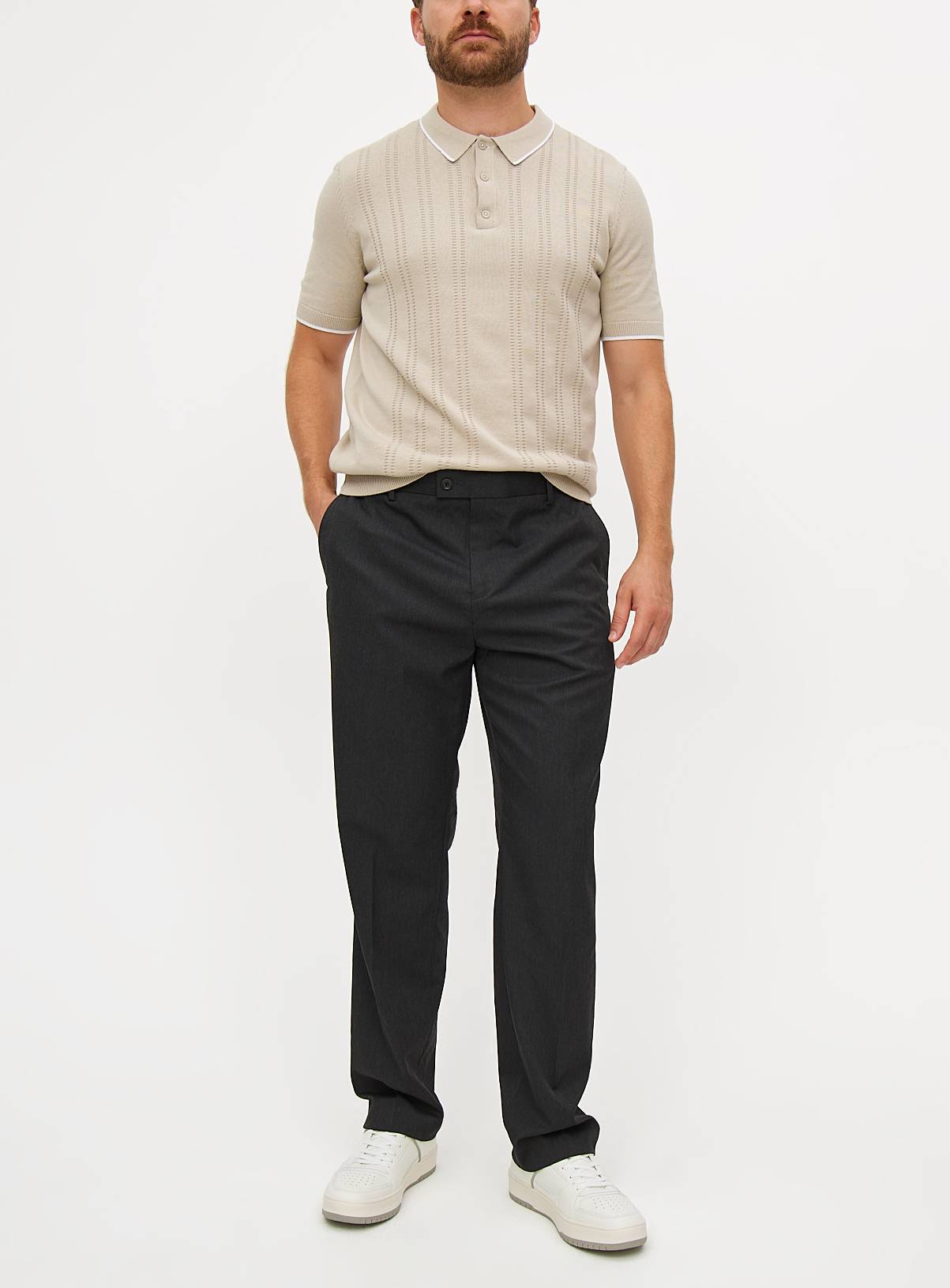 Grey Smart Regular Fit Trousers W44 L29 - Image 1