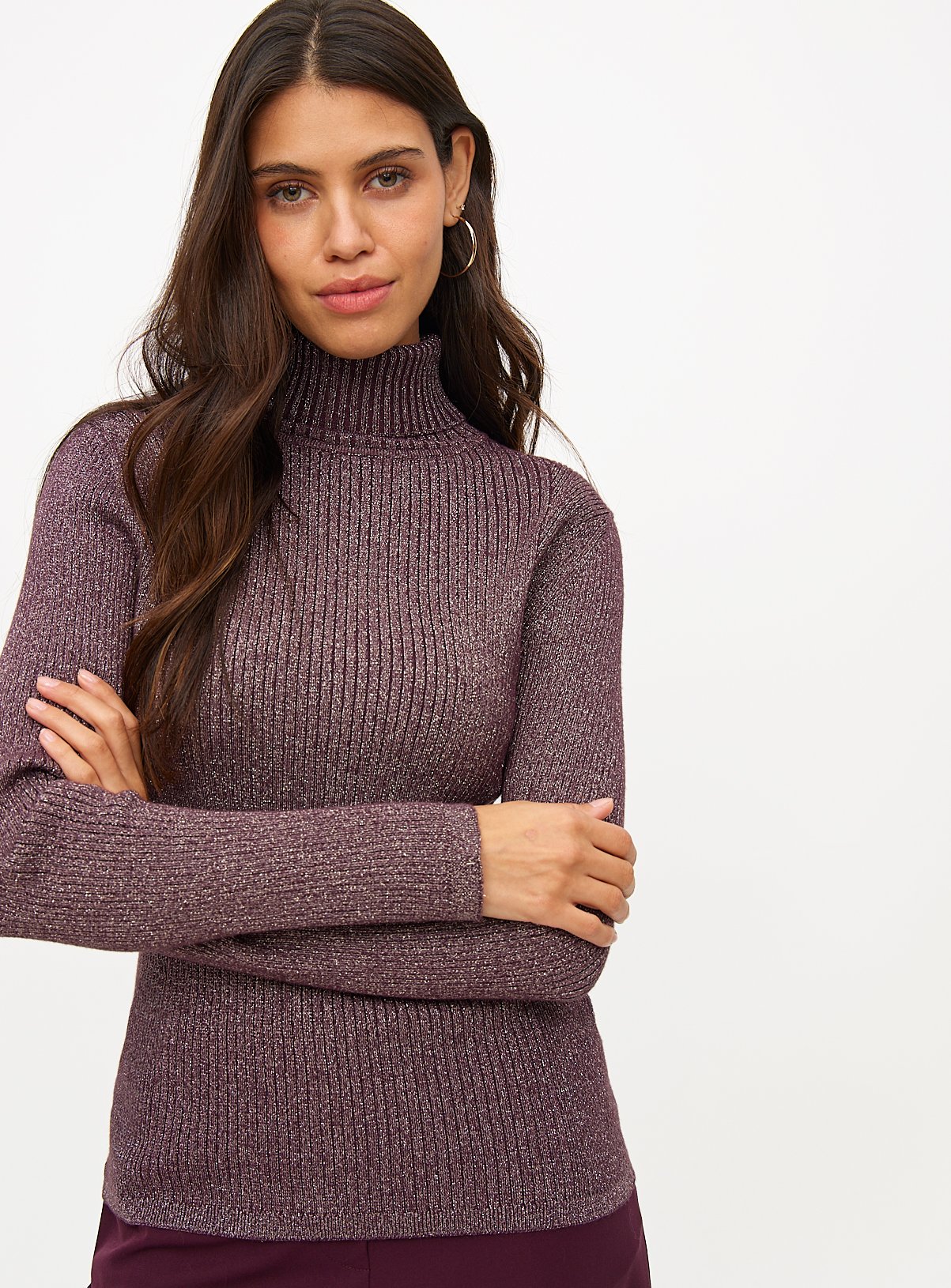 Plum Shimmer Roll Neck Jumper 12