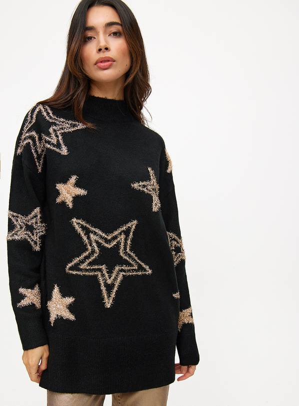 Black Tinsel Star Knitted Tunic Jumper 24