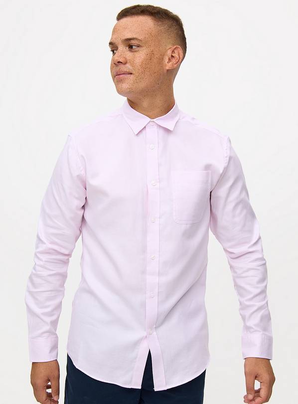 Pink Jacquard Formal Long Sleeve Shirt XXXL