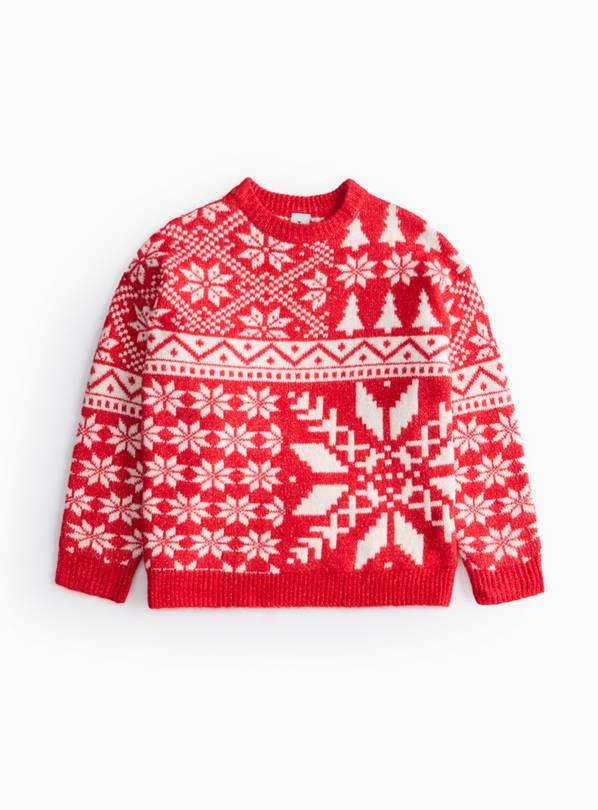 Red Christmas Snowflake Print Knitted Jumper 10 years