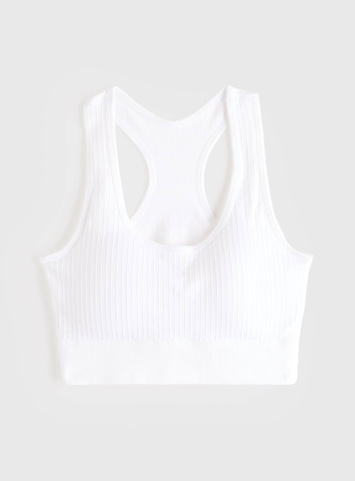 White Ribbed Seamless Padded Bralette XL - Image 2