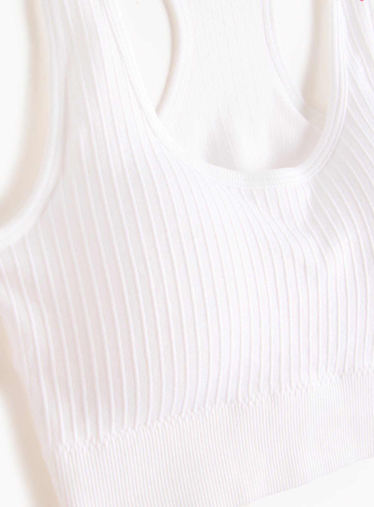 White Ribbed Seamless Padded Bralette XL - Image 4 thumbnail
