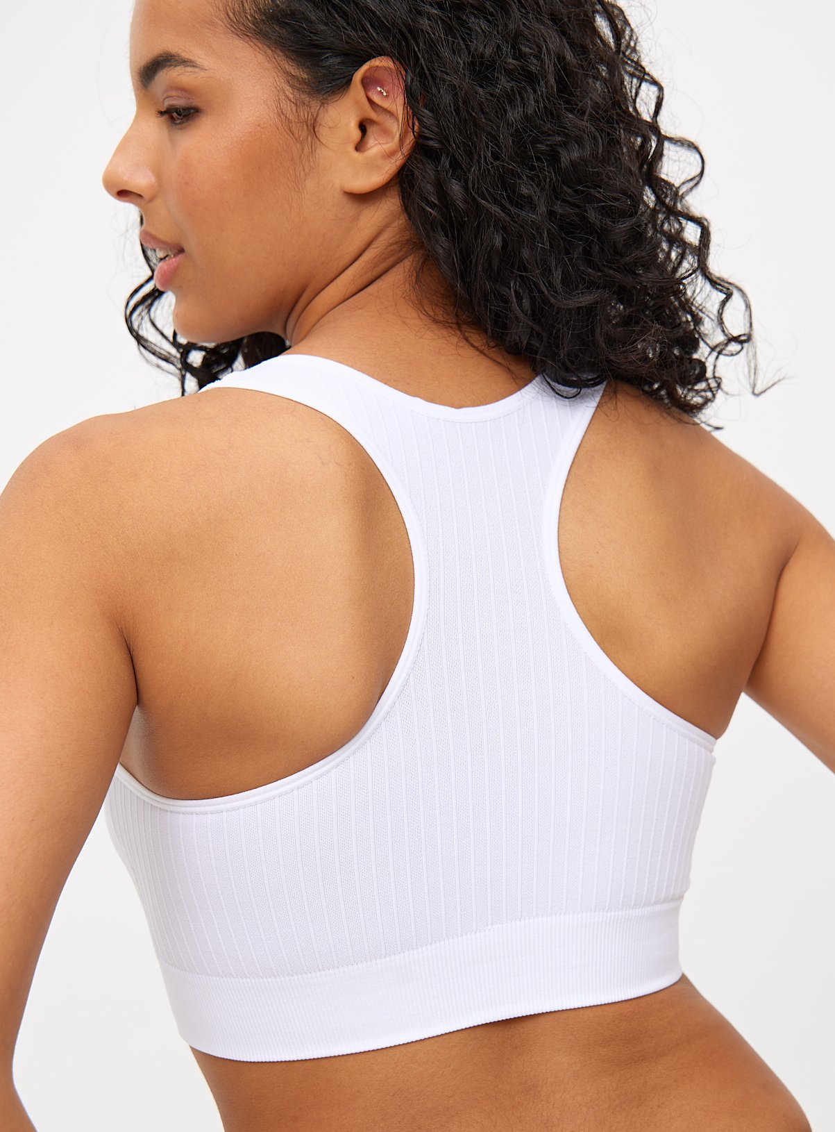 White Ribbed Seamless Padded Bralette XL - Image 6 thumbnail