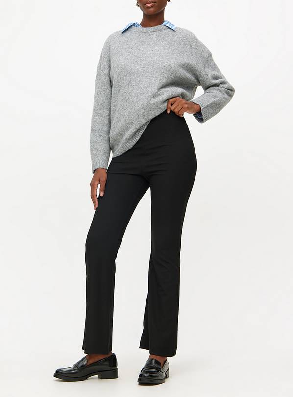 Black Ribbed Flared Leggings 10L