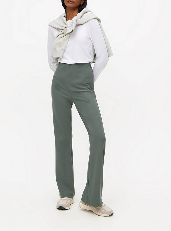 Green Ribbed Flared Leggings  10L