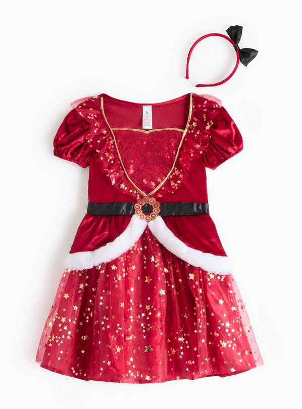 Christmas Miss Santa Fancy Dress Costume & Headband Set 1-2 years