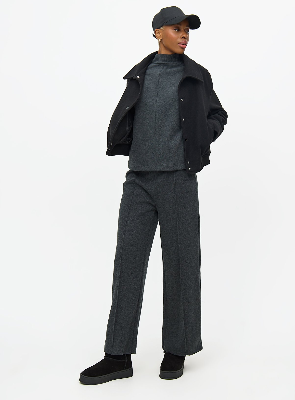 Charcoal Grey Coord Wide Leg Trousers L - Image 3 thumbnail
