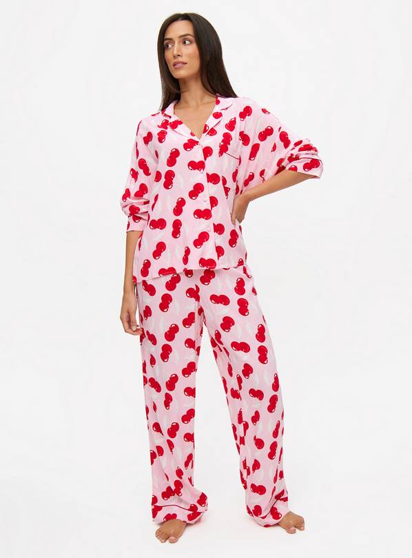 Pink Cherry Print Traditional Pyjamas 24