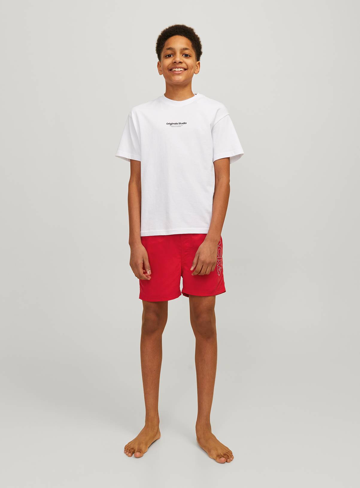 JACK & JONES JUNIOR Fiji Double Logo Swim Short Junior True Red 12 years - Image 1