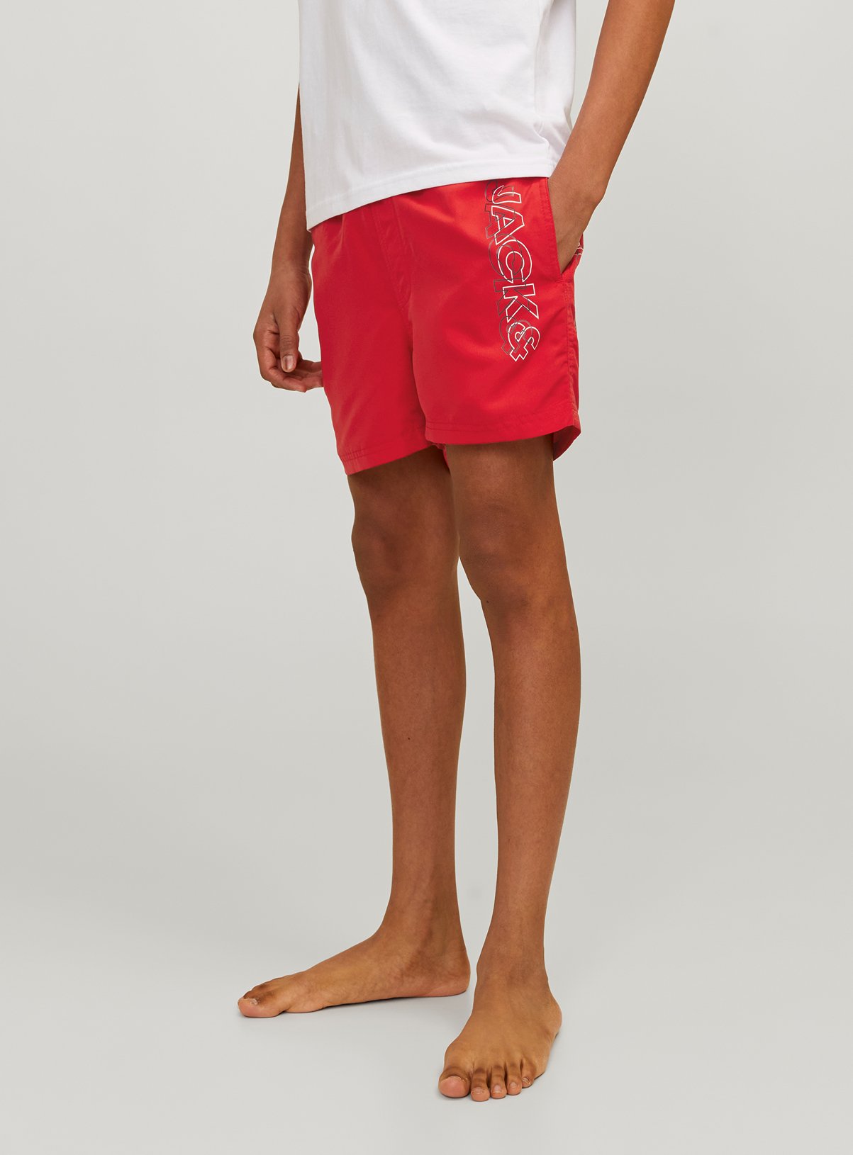 JACK & JONES JUNIOR Fiji Double Logo Swim Short Junior True Red 12 years - Image 3 thumbnail