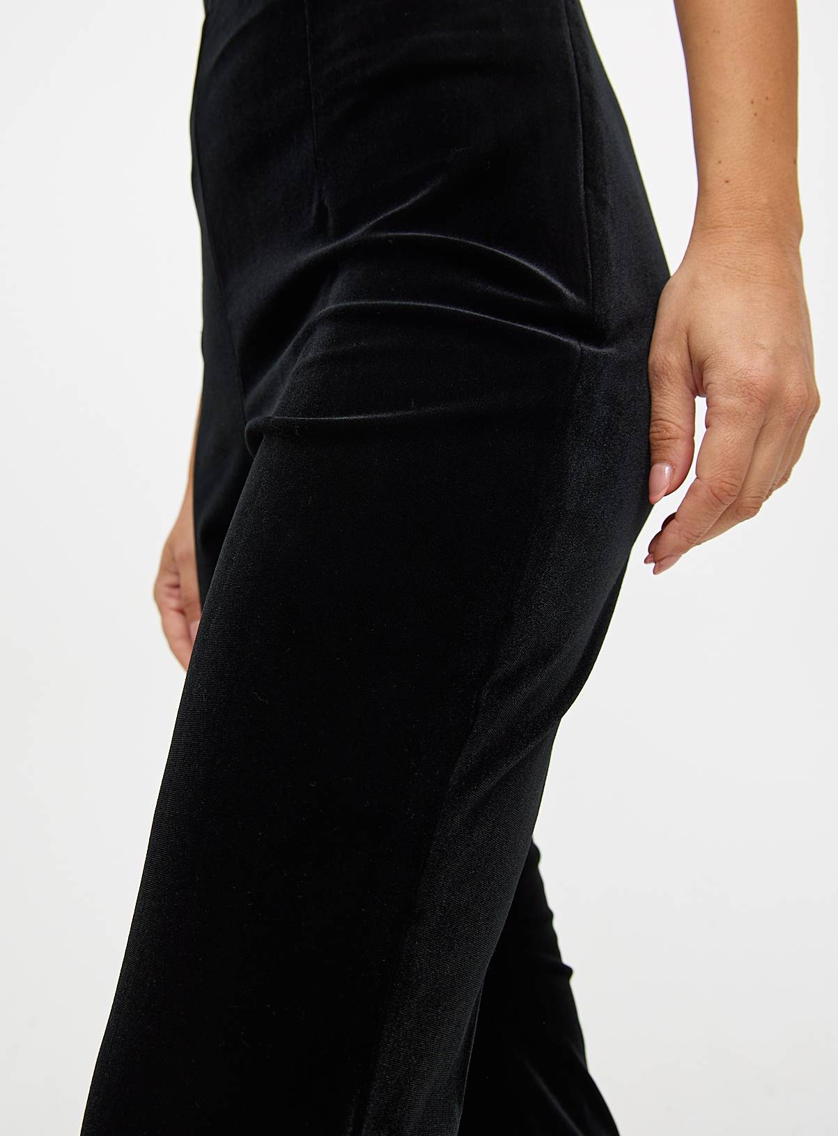 Black Coord Velvet Kick Flare Trousers  10L - Image 3