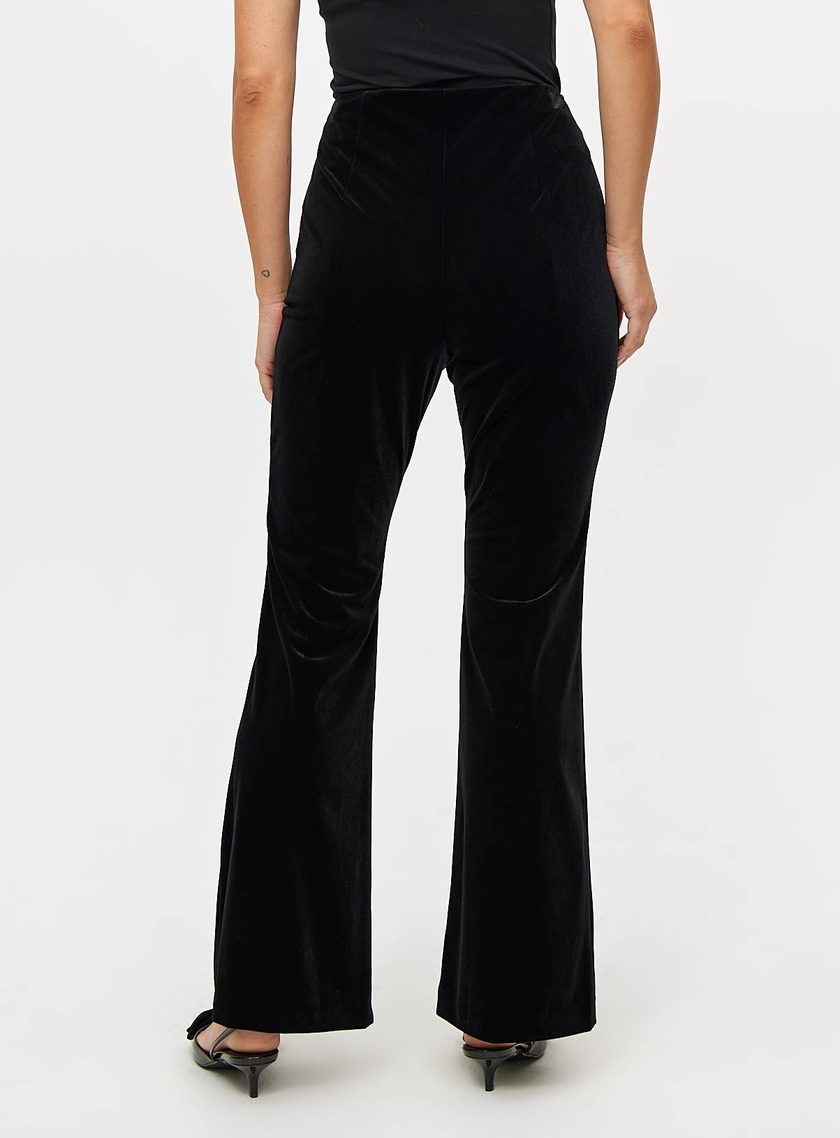 Black Coord Velvet Kick Flare Trousers  10L - Image 4
