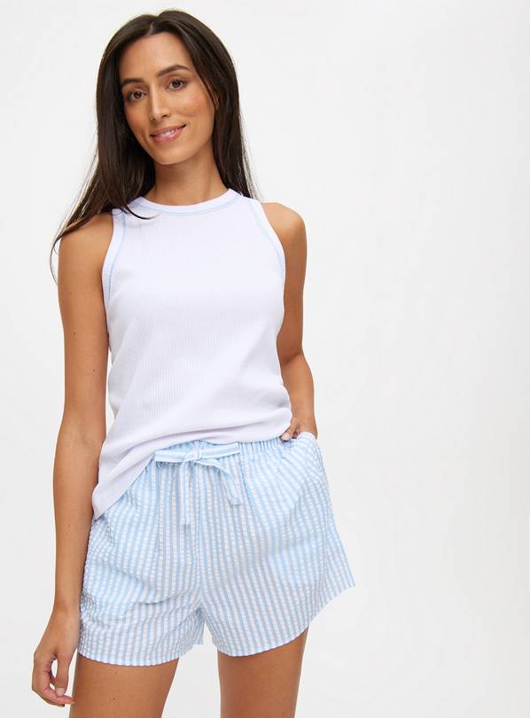 Blue Stripe Seersucker Pyjama Shorts  16