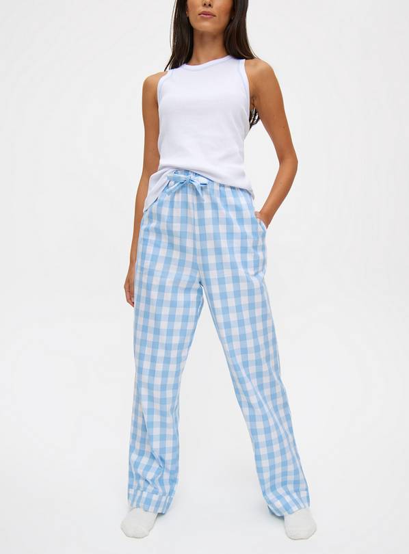 Blue Gingham Woven Pyjama Bottoms 10