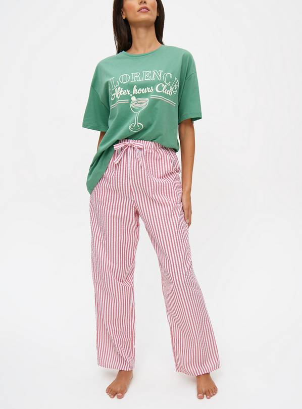 Red Stripe Seersucker Pyjama Bottoms  16