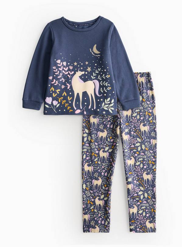 Navy Unicorn Printed Jersey Pyjamas 1.5-2 years