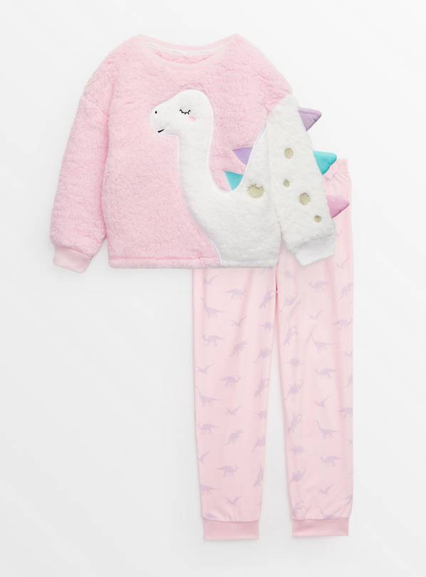 Novelty Pink Dinosaur Fleece Pyjama Set 1-1.5 years