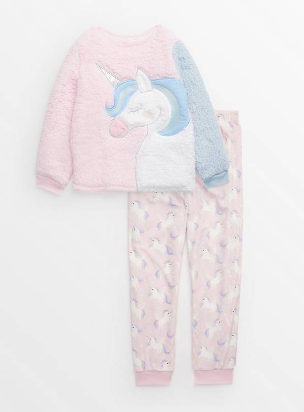 Novelty Light Pink Unicorn Fleece Pyjama Set 1-1.5 years